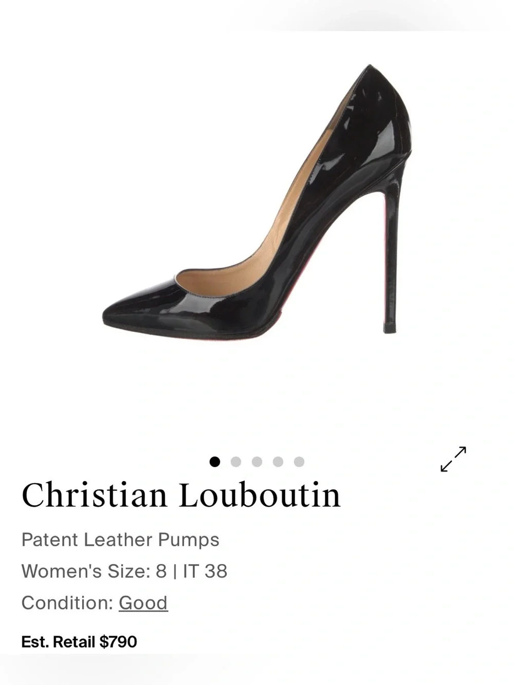Christian Louboutin Black Patent Leather Pumps 38 | 8